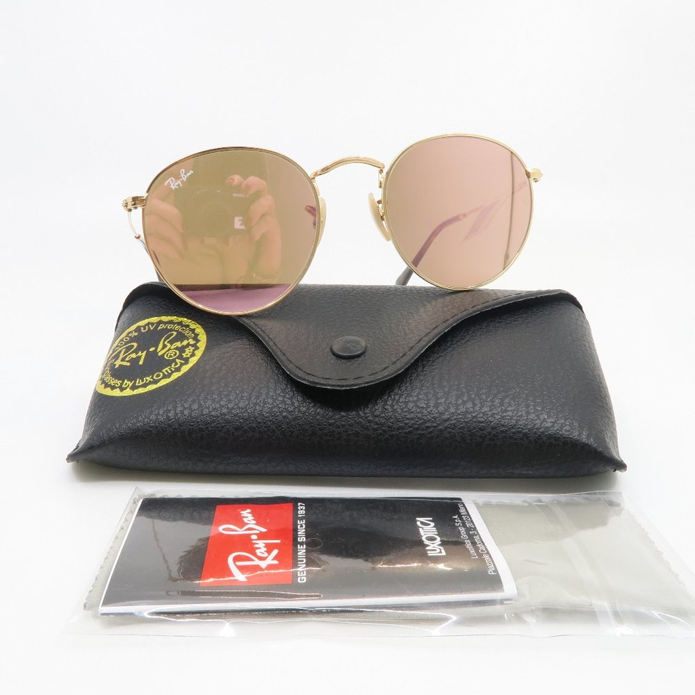 Ray-Ban RB 3447N 001/Z2 50mm ROUND METAL Gold/Copper Unisex New Sunglasses - Picture 1 of 7